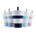 Folding silicone straw cup 350ml